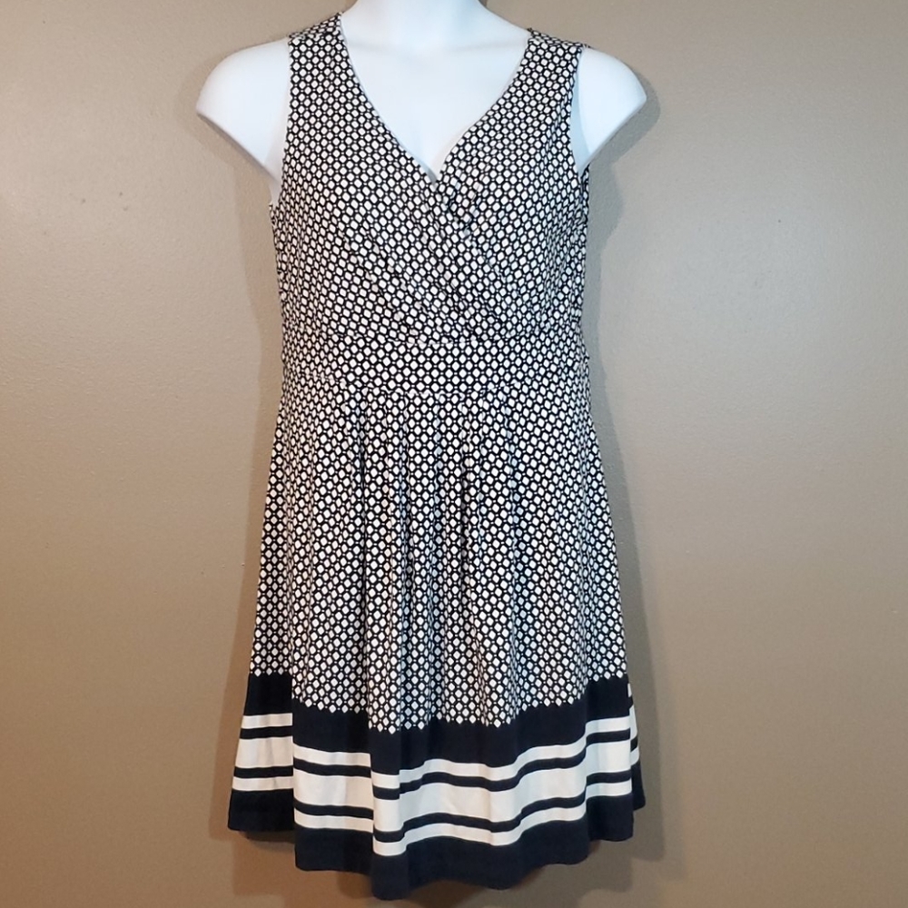 Lands End navy/white sleeveless dress